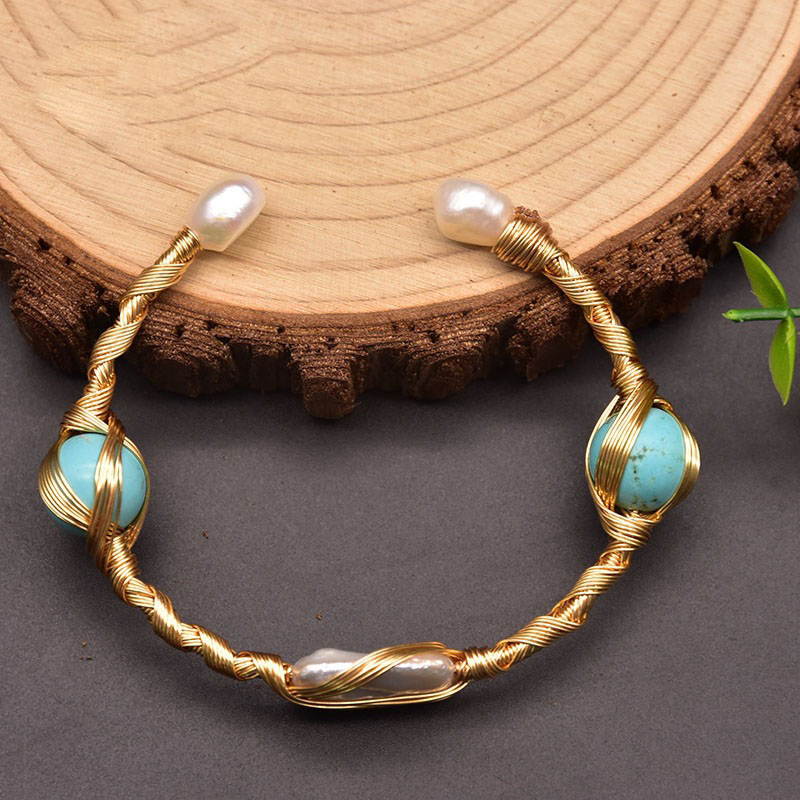 Wholesale Baroque Pearl Turquoise Bracelet Vintage Fashion