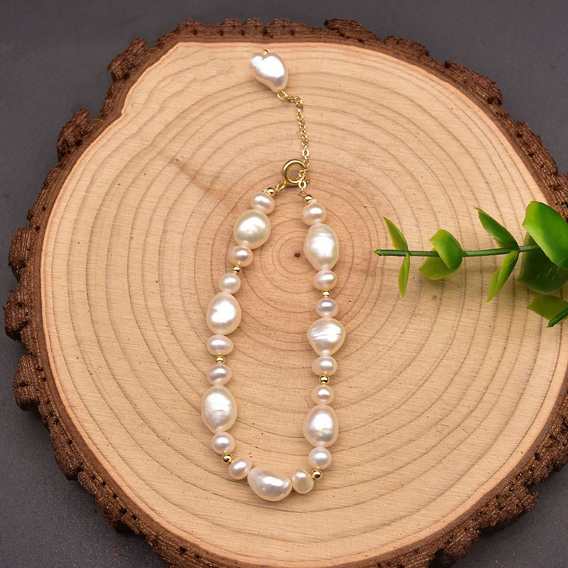 Wholesale Natural Freshwater Pearl Two-sided Light Beaded Bracelet Without Color Loss
