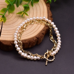 Wholesale Freshwater Pearl Korean Multi-layer Vintage Fashion Simple Bracelet