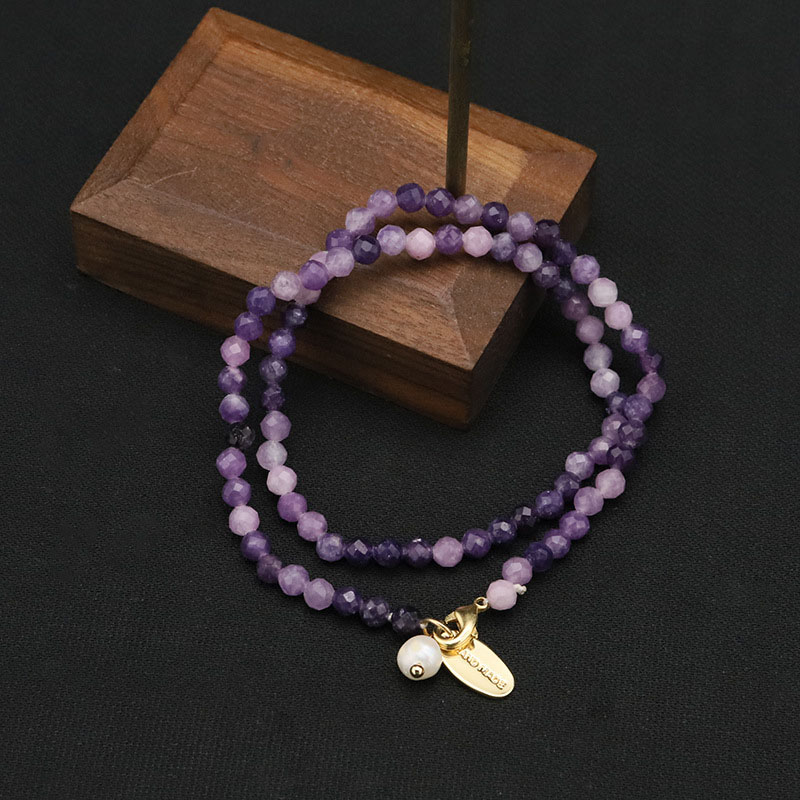 Wholesale Natural Pearl Amethyst Double Layer Simple Sweet Bracelet