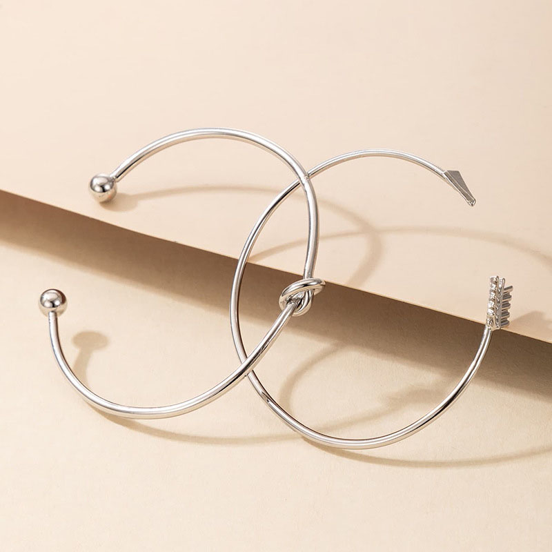 Knotted Round Arrow Geometric Silver Triangle Bracelet Two-piece Set Supplier