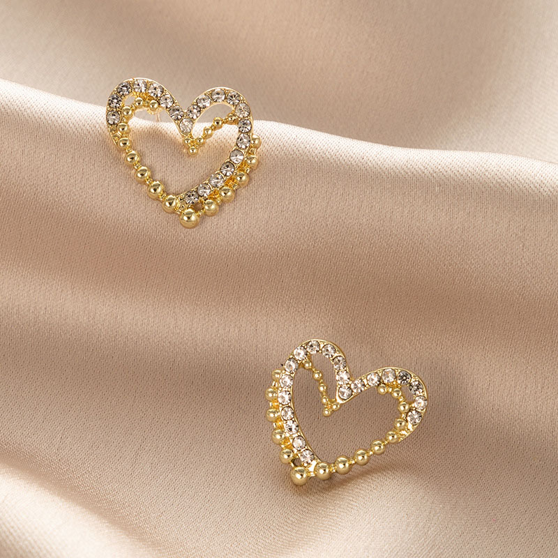 Love Diamond Set Geometric Personality Alloy Round Bead Splicing Earrings Vendor