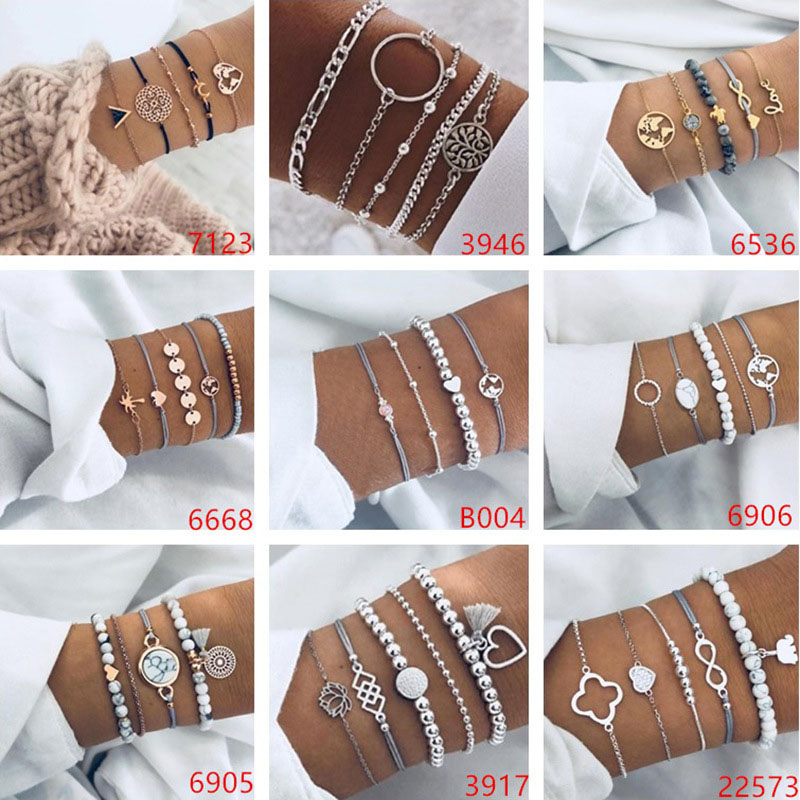 Bohemian Simple Geometric Palm With Diamond Circle Love Bead Bracelet Supplier