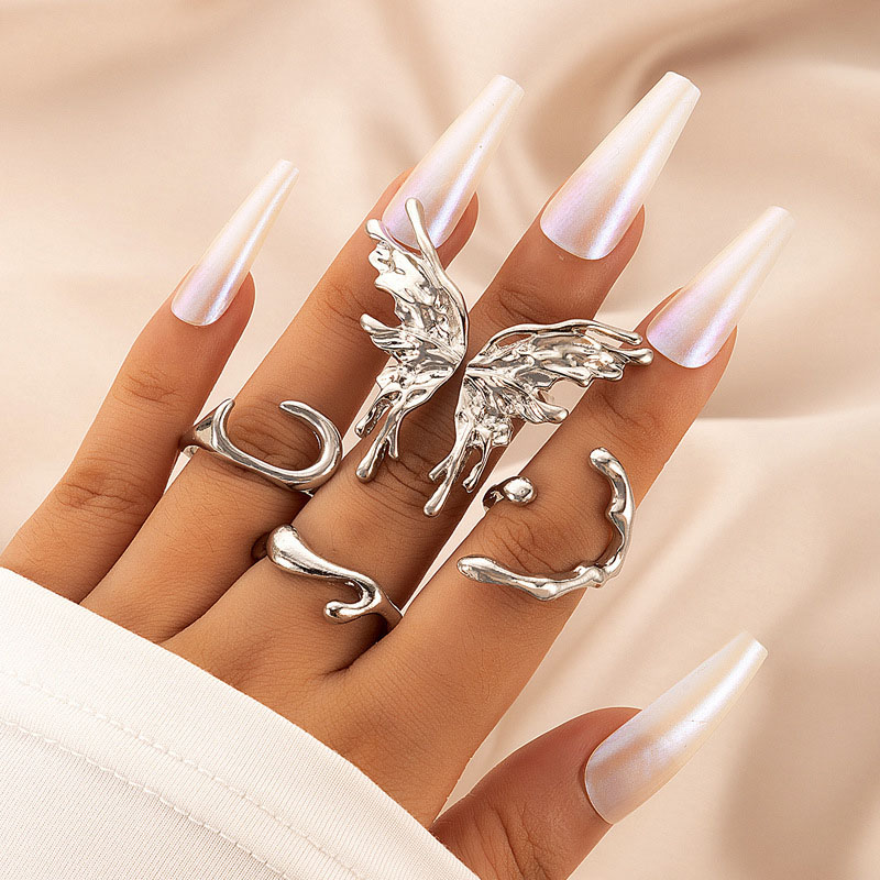 Creative Butterfly Geometric Heavy Metal Irregular Four Piece Ring Vendor