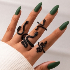 Personalized Vintage Snake Punk Four-piece Ring Set Vendor