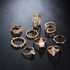 Wholesale Bohemian Diamond-set Nine-piece Ring Set