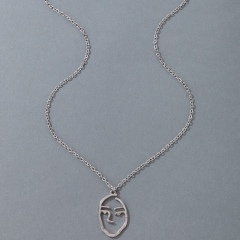 Personalized Human Face Pendant Necklace Geometric Hollow Clavicle Chain Supplier