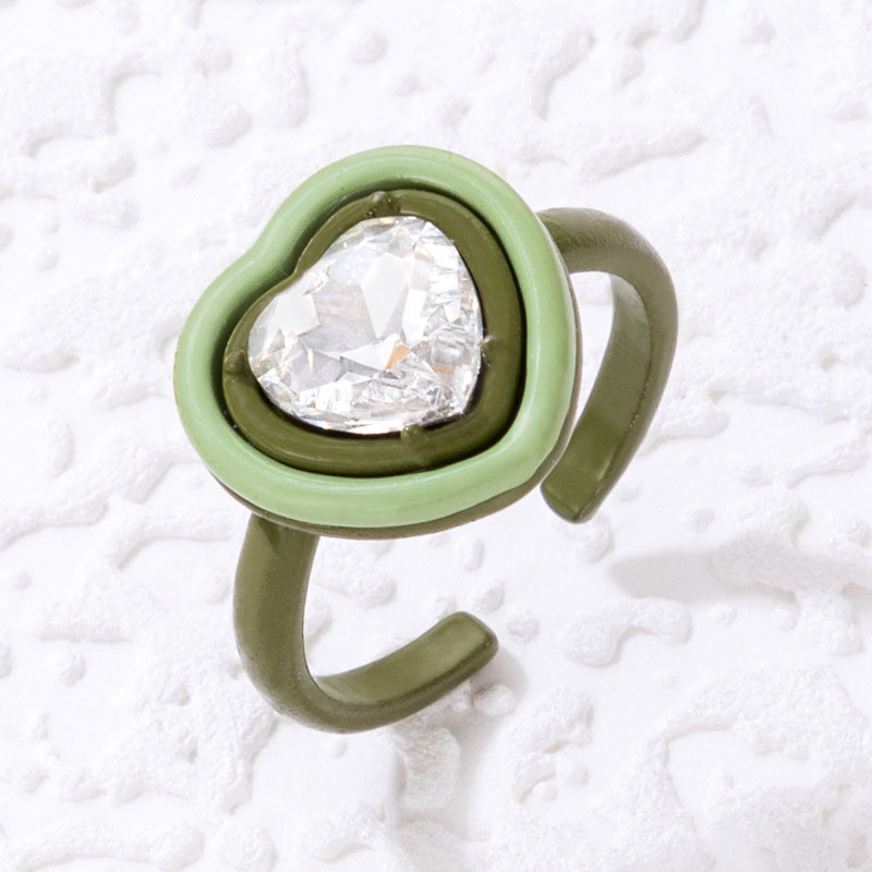 Love Heart With Diamonds Acrylic Geometric Resin Open Ring Supplier