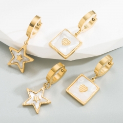 Japan And South Korea Titanium Steel Geometric Star Imitation Pearl Earrings Personalized Earrings Supplier