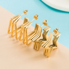 Electroplated Real Gold Minimalist Pentagram Earrings Korean Earrings Supplier
