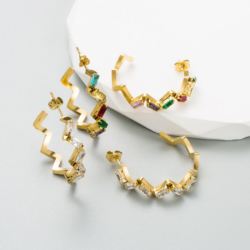Korean Fashion Simple Titanium Steel Stainless Steel Hip-hop Does Not Lose Color C-shaped Earrings Vendor