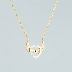 Titanium Steel Colorless Diamond Heart-shaped Wings Necklace Pendant Stainless Steel Clavicle Chain Supplier