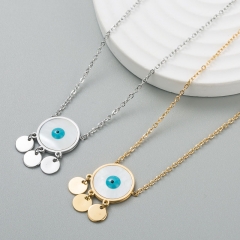 Fashion Devil's Eye Titanium Steel Necklace Simple Tassel Shell Clavicle Chain Pendant Supplier