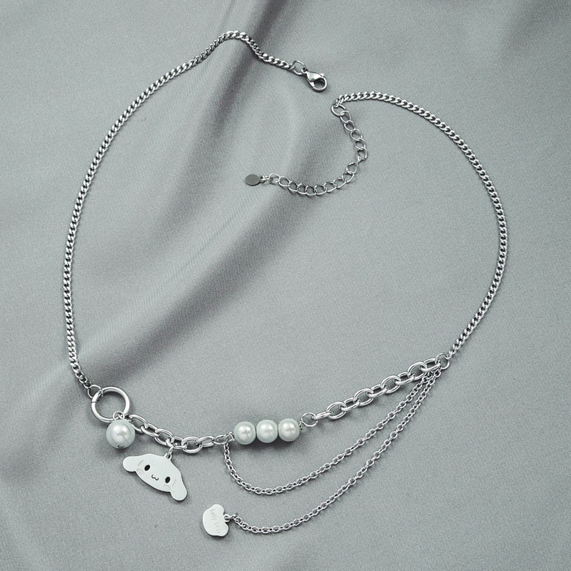 Wholesale Reflective Pearl Multilayer Splicing Simple Hip-hop Trend Necklace