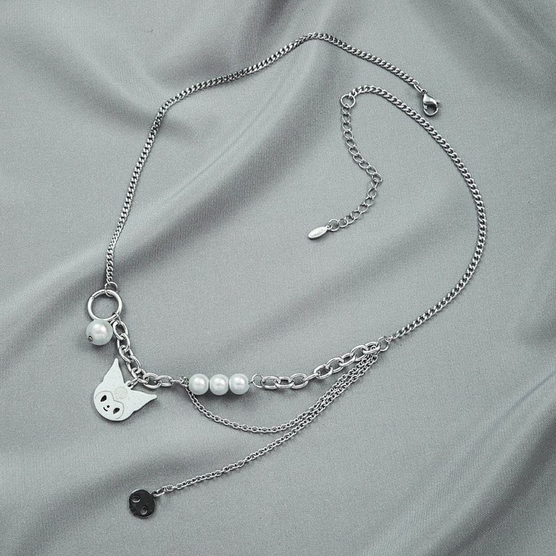 Fashion Pearl Kulomi Titanium Steel Pendant Personality Multi-layer Chain Clavicle Chain Supplier