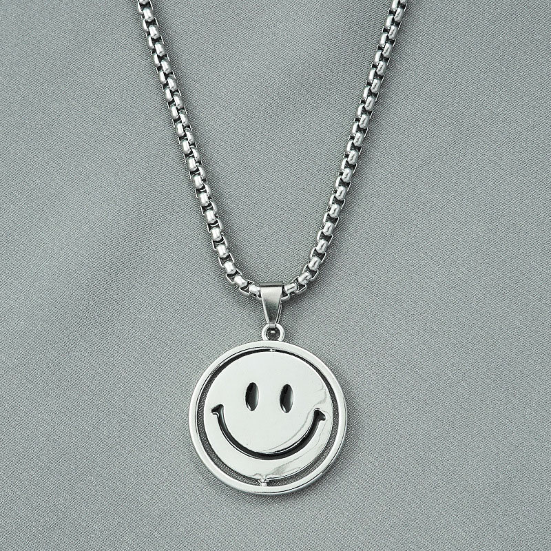 Rotatable Smiley Face Cry Face Fashion Sweater Chain Hip Hop Necklace Pendant Supplier