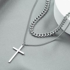 Cross Double Layered Stacked Necklace Supplier