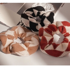 Wholesale Diamond-shaped Knitted Sausage Hair Band Stitching Color Hair Band