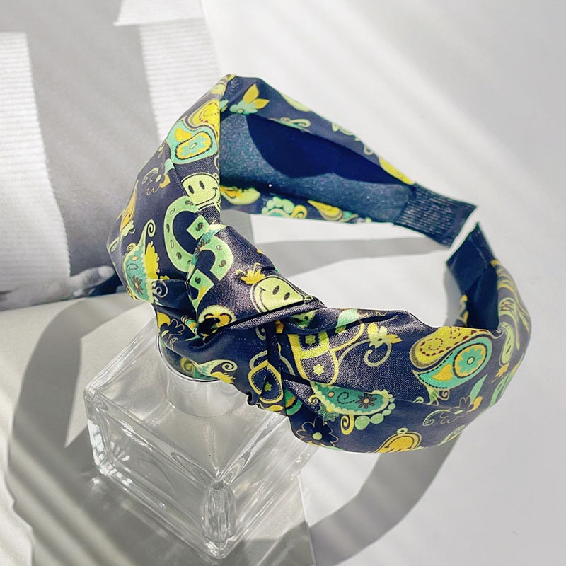 Wholesale Wide Side Cross Knot Print Stretch Hair Band