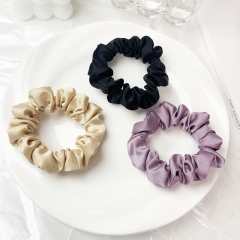 Wholesale Solid Color Pleated Bright Silk Satin Sweet And Lovely Small Intestine Hair Band