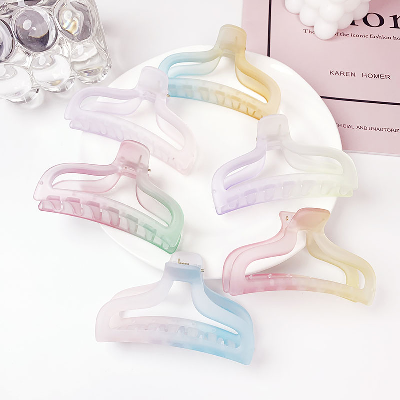 Wholesale Candy Gradient Color Grip Clip Texture Frosted Simple Coiffure Shark Clip