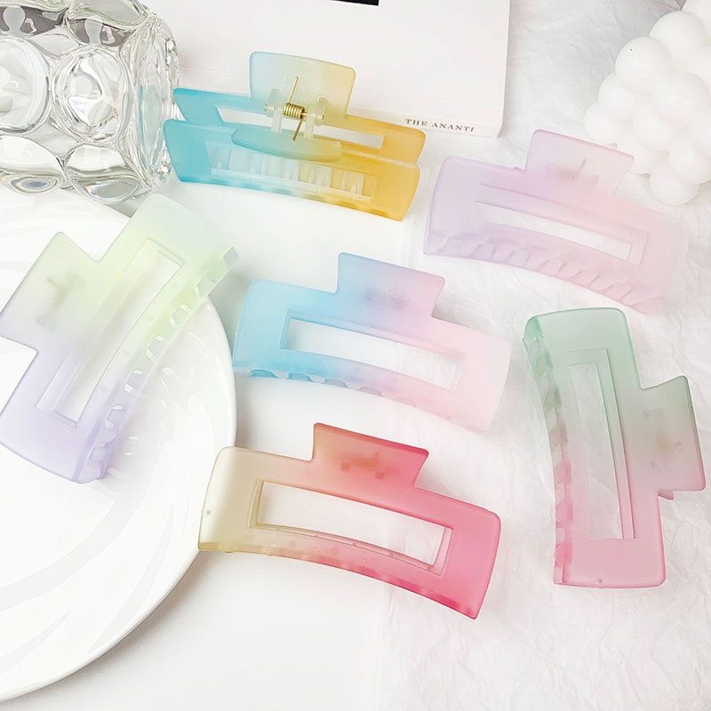 Wholesale Gradient Color Frosted Hair Clip Square Shark Clip