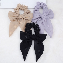 Wholesale Korean Version Of The Simple Bow Embroidery Floating Ribbon Mesh Hair Band