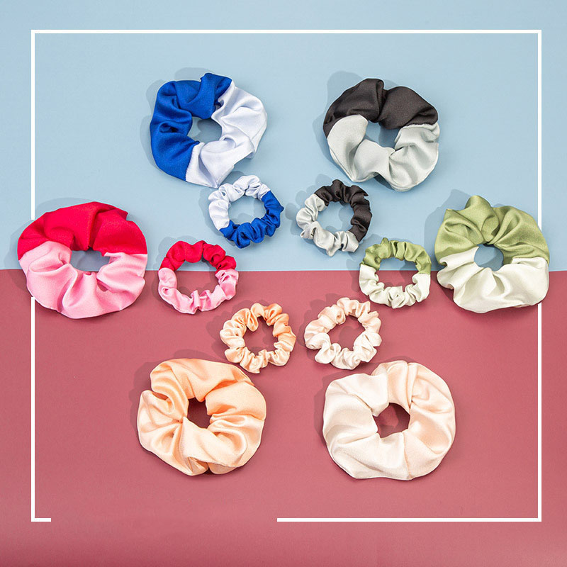 Wholesale Korean Version Of The Silk Double Spell Color Simple Fashion Ol Wide Side Ruffle Large Intestine Hair Band