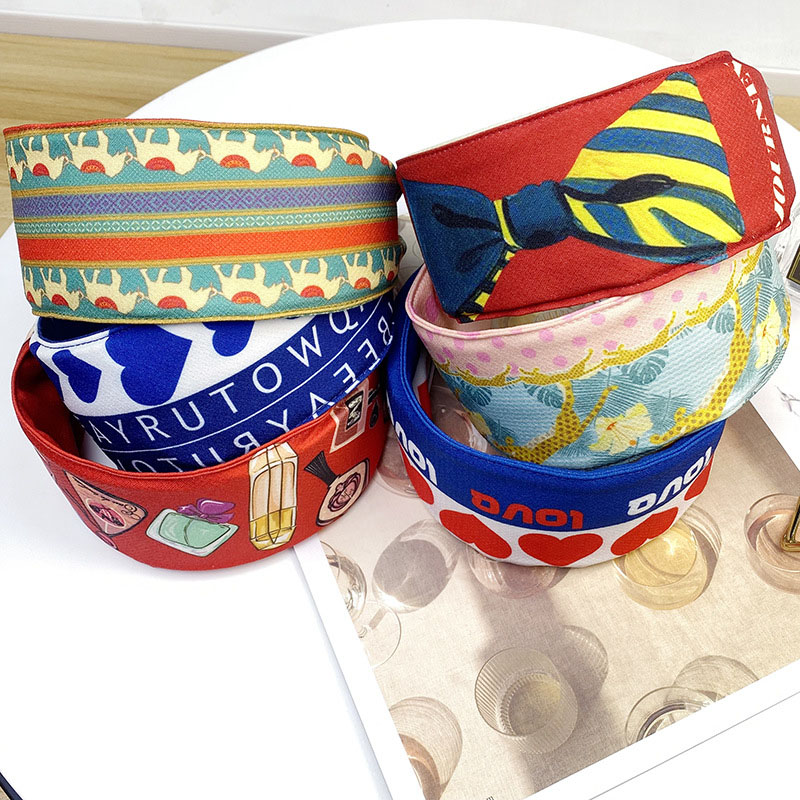 Wholesale Exotic Fashion Multi-color Printing Fabric Wide Side Hair Band
