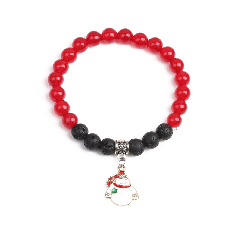Wholesale Red Onyx Volcanic Stone Snowflake Christmas Bracelet