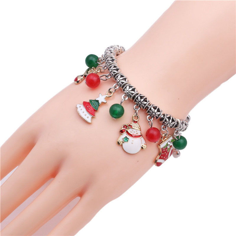 Wholesale Lobster Clasp Christmas Tree Snowman Agate Bracelet