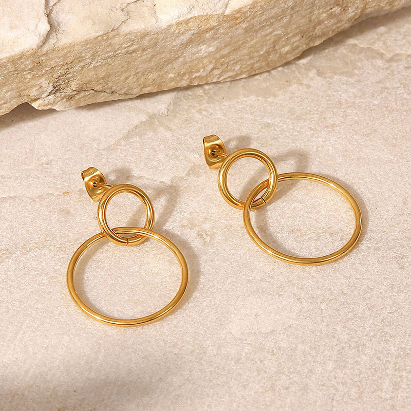 Mayorista Acero Titanio 18k Oro Chapado Círculo de Acero Inoxidable Colgante Geométrico Pendientes de Moda