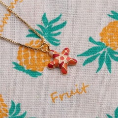 Wholesale Copper Geometric Oil Drip K Gold Starfish Pendant Necklace