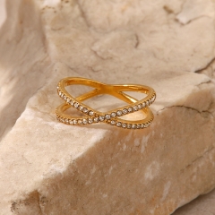 Wholesale Simple Cross Set Diamond Tail Ring Fashion Ring
