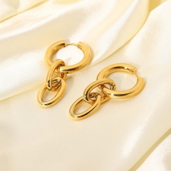 Wholesale 18k Gold Plated Stainless Steel Large Gold Chain Earrings Double Layer Titanium Steel Earrings