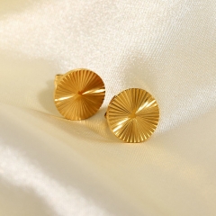 Mayorista Moda Pendientes Redondos Flor Dividida Acero Inoxidable 316l Chapado en Oro 18k