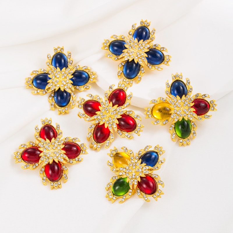 Wholesale Creative Alloy Inlay Mid-vintage Vintage Earrings