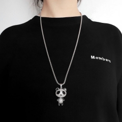 Wholesale Full Of Diamonds Bear Necklace Hip-hop Personality Pendant Long Sweater Chain