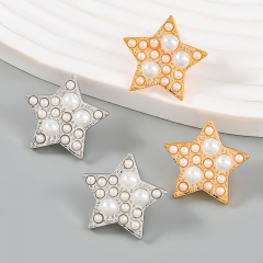 Wholesale Fashion Simple Pentagram With Pearls Korean Version Of The Star Earrings