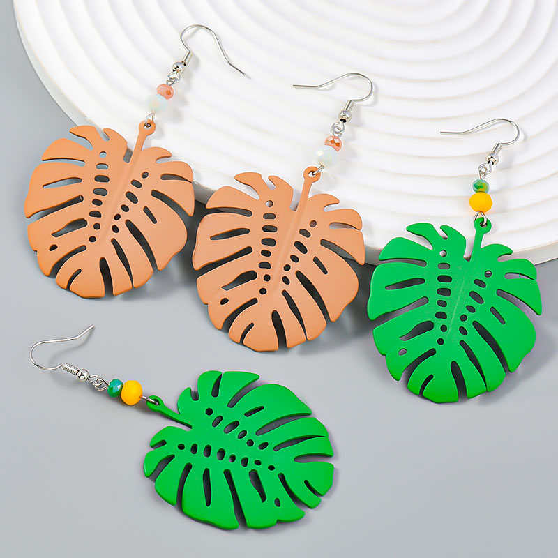 Wholesale Alloy Spray-painted Leaves Bohemian Earrings