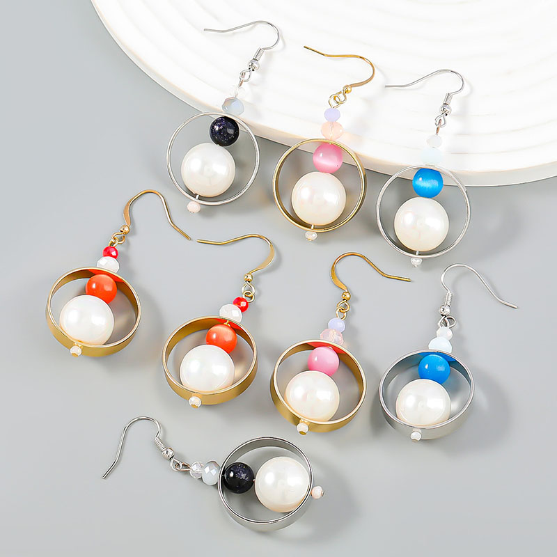 Wholesale Fashion Simple Round Alloy Imitation Pearl Geometric Earrings