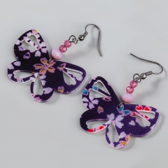 Wholesale Fashionable Acetate Plate Printing Butterfly Earrings