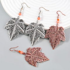 Wholesale Fashion Simple Alloy With Diamonds Leaves Earrings