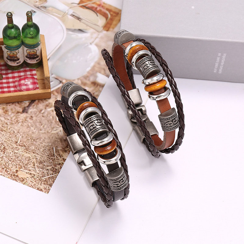 Simple Beaded Multi-layer Leather Fashion Popular Bracelet