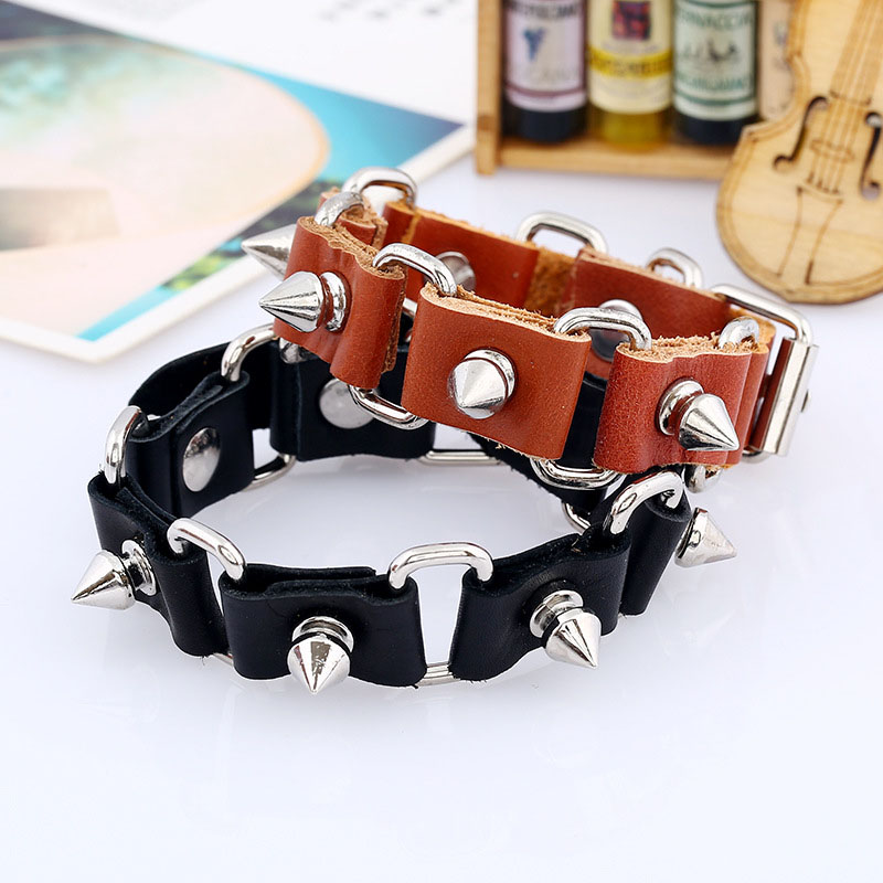 Simple Cowhide Punk Trendy Biker Bracelet