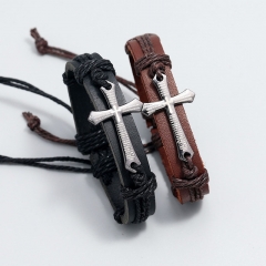 Popular Pulsera De Cuero Vintage Trenzada A Mano