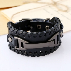 Punk Pulsera De Cuero Trenzado De Los Hombres