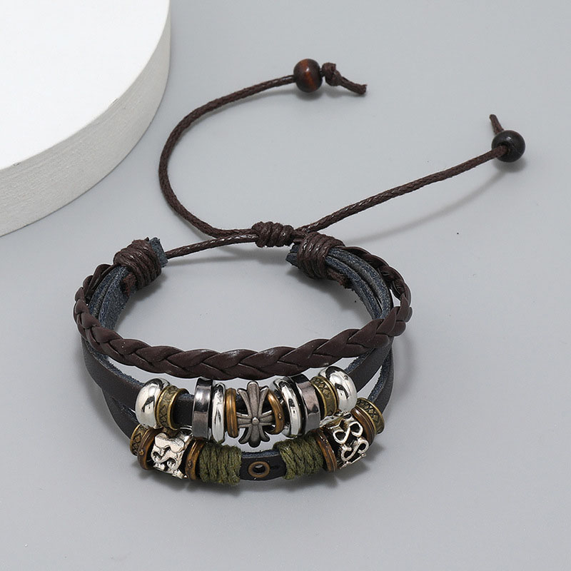 Beaded Pentagram Leather Simple Multi-layer Bracelet