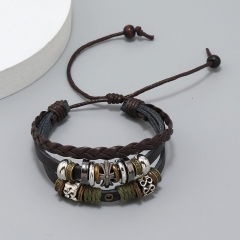 Beaded Pentagram Leather Simple Multi-layer Bracelet