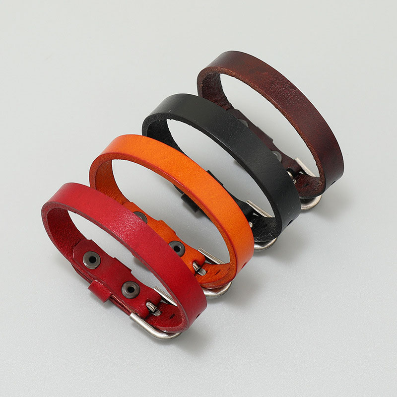 Simple Vintage Multi-color Adjustable Cowhide Leather Men's Bracelet